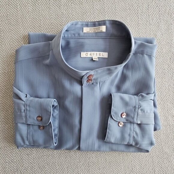 Cassel Mens Big & Tall Gray Long Sleeve Silky Dress Shirt Size 2XL - Picture 2 of 16